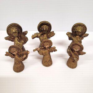 Gold Angels Hanging Instruments Lot 6 Italy Vintage 3 are 3'' & 3 are 3.75''